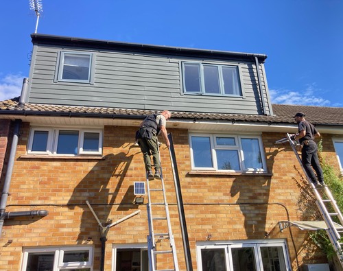 Replacement guttering and downpipes at a property in Arbury